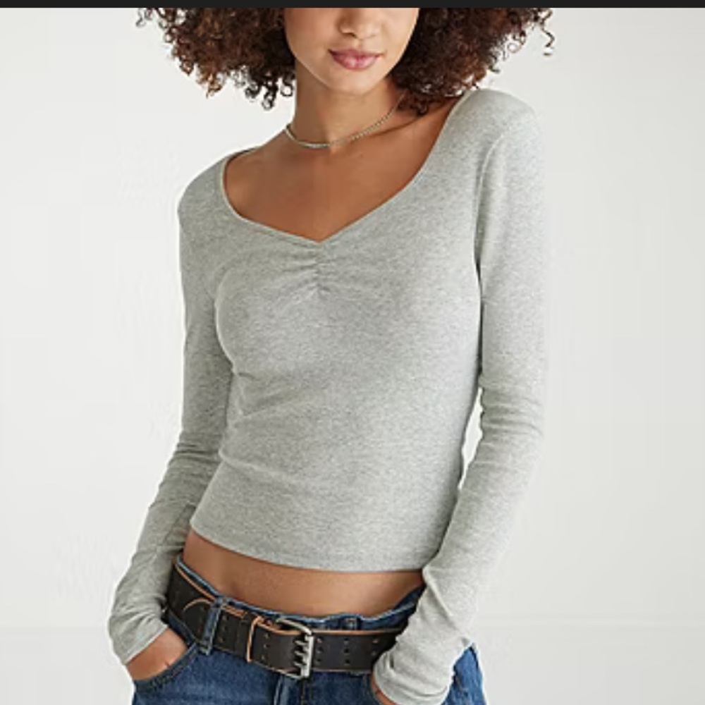 Brandy Melville Heather Gray Long Sleeve Tee